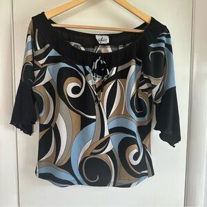 Beware Y2K Groovy Blouse: Size: XL. Multicolor.